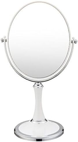Tabletop Makeup Mirror, Portable Two Sided 1X & 3X Magnifying Mirror, Light-Weight Magnified Vanity Mirror with 360 Degree Swivel, ABS Plastic, White in Saudi Arabia