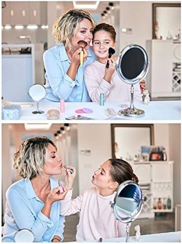 Tabletop Makeup Mirror, Portable Two Sided 1X & 3X Magnifying Mirror, Light-Weight Magnified Vanity Mirror with 360 Degree Swivel, ABS Plastic, White in Saudi Arabia