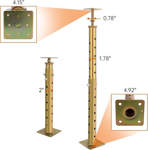 2 Pcs Adjustable House Floor Jacks, 18"-36" (1'5"-3') Height Range, Heavy Duty Support Joist Beam Basement Jack Post Pole for Leveling, Maximum Height Capacity 5570lbs, Galvanized in Saudi Arabia