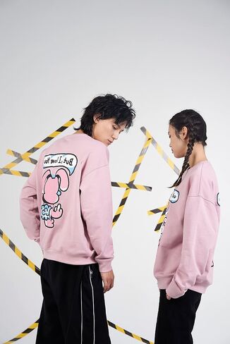 Graphic Crewneck Sweatshirts for Men, 100% Cotton Pullover Sweatshirt Mens Graphic Sweatshirts No Hood Funny Bunny Pink in Saudi Arabia