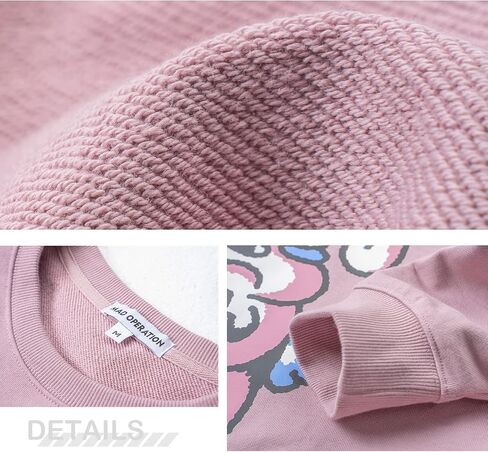 Graphic Crewneck Sweatshirts for Men, 100% Cotton Pullover Sweatshirt Mens Graphic Sweatshirts No Hood Funny Bunny Pink in Saudi Arabia