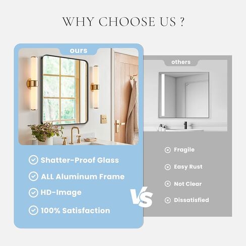 22 x 30 Inch Bathroom Mirror for Wall, Black Metal Framed Vanity Mirror for Over Sink, Matte Rounded Rectangle Wall Mirror, Modern Decorative for Bathroom, Farmhouse, Hangs Vertically or Horizontally in Saudi Arabia