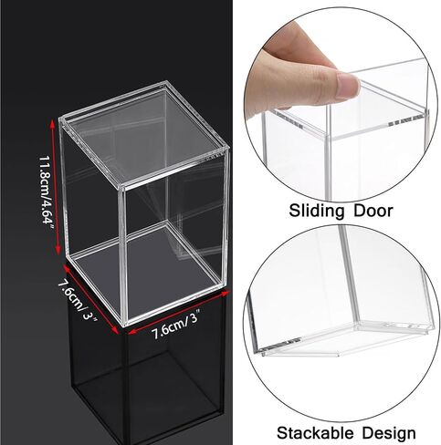 صندوق عرض أكريليك صغير من Hipiwe مع غطاء لعرض شخصيات الحركة الواضحة مع باب منزلق صندوق عرض شخصية قابل للتكديس مقاوم للغبار لمقتنيات الصخور in Kuwait