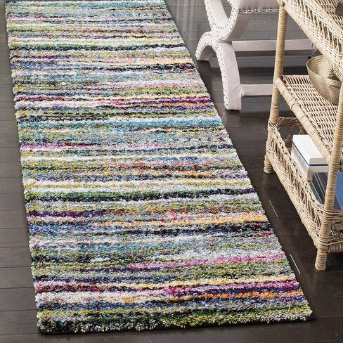 SAFAVIEH Fiesta Shag Collection 2'3" x 8' Multi FSG367M Modern Abstract Non-Shedding Living Room Bedroom Dining Room Entryway Kids Runner Rug in Saudi Arabia