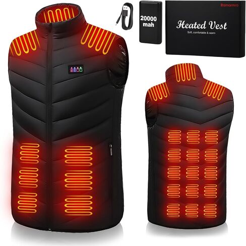 Heated Vest, 26 Heating Zones, Men's Heated Vest with 20000mah 7.4V Battery Pack, Washable,Rechargeable in Saudi Arabia