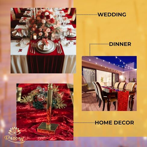 مفرش طاولة أحمر بطول 10 أقدام من RNOONY مصنوع من قماش ناعم فاخر مقاس 16 × 120 بوصة لعيد الحب لحفلات الطعام والفنادق وخدمات تقديم الطعام وديكور حفلات الزفاف وحفلات استقبال المولود الجديد وحفلات أعياد الميلاد in Saudi Arabia