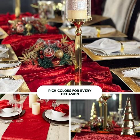 مفرش طاولة أحمر بطول 10 أقدام من RNOONY مصنوع من قماش ناعم فاخر مقاس 16 × 120 بوصة لعيد الحب لحفلات الطعام والفنادق وخدمات تقديم الطعام وديكور حفلات الزفاف وحفلات استقبال المولود الجديد وحفلات أعياد الميلاد in Saudi Arabia
