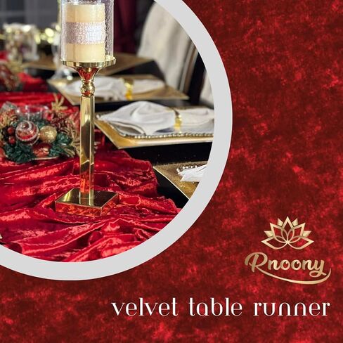 مفرش طاولة أحمر بطول 10 أقدام من RNOONY مصنوع من قماش ناعم فاخر مقاس 16 × 120 بوصة لعيد الحب لحفلات الطعام والفنادق وخدمات تقديم الطعام وديكور حفلات الزفاف وحفلات استقبال المولود الجديد وحفلات أعياد الميلاد in Saudi Arabia
