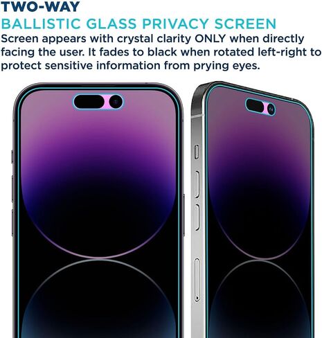 Tech Armor Privacy Screen Protector for iPhone 15 Pro 6.1 inch - Ballistic Tempered Glass, Anti-Spy, Case Friendly, Easy Installation, Bubble Free, Touch Support, 1 Pack in Saudi Arabia