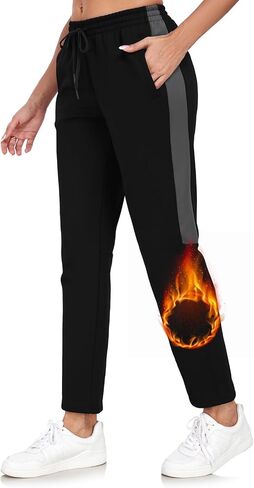 HISKYWIN Women’s Fleece Lined Sweatpants Casual Winter Warm Wide Straight Leg Pants Thermal Hiking Cold Weather Jogger in Saudi Arabia