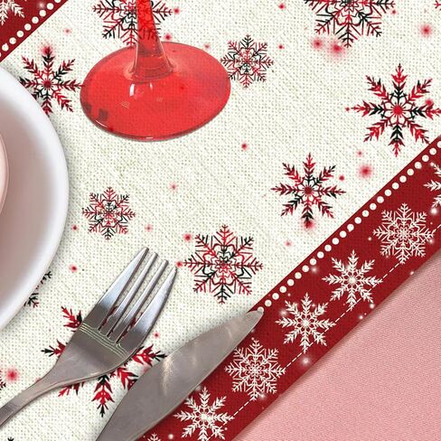 Christmas Decorations Table Runner, 13*90In Long Christmas Table Runner with Watercolor Gnomes Santa Claus White Snowflakes Winter Xmas Table Decor for Indoor Home Christmas Centerpiece Table Decor in Saudi Arabia