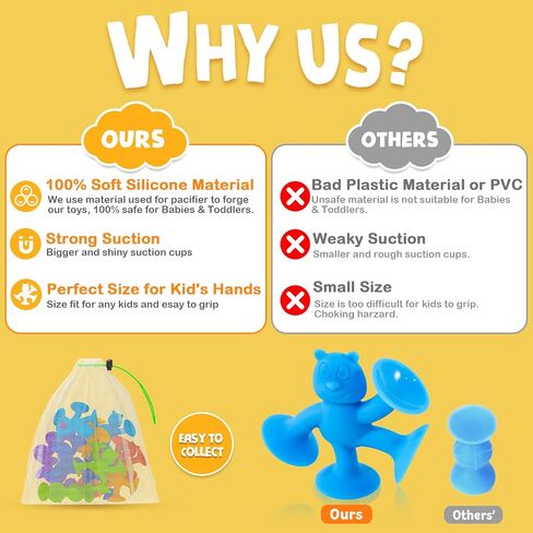 Baby Bath Toys Suction Cup Toys for Kids No Hole Bath Toys for Kids Ages 1-3 Toddler Bath Toys Connect Build Create Travel Toys Suction Toys Bathtub Toys ( 6 Pcs ) in Saudi Arabia
