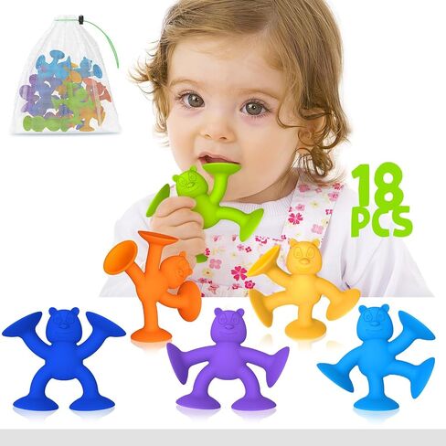 Baby Bath Toys Suction Cup Toys for Kids No Hole Bath Toys for Kids Ages 1-3 Toddler Bath Toys Connect Build Create Travel Toys Suction Toys Bathtub Toys ( 6 Pcs ) in Saudi Arabia