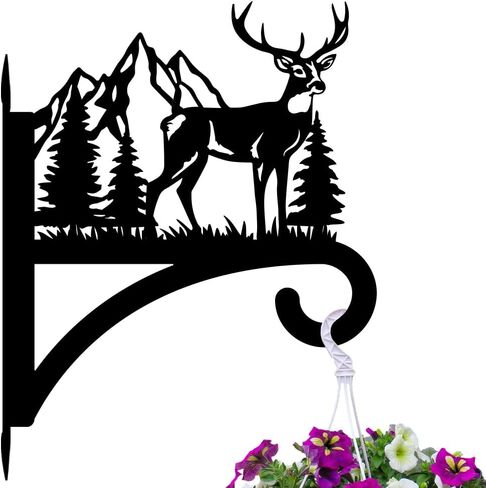 Iron Plant Hangers Hooks for Outdoor Indoor Hanging Plants Fern Pots, Lantern, Bird Feeder, Wind Chimes, 12"x14" Cat Weather Resistant Metal Wall Brackets Holder for Porch, Garden, Home(Cat) in Kuwait