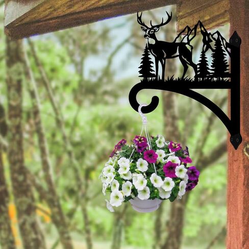 Iron Plant Hangers Hooks for Outdoor Indoor Hanging Plants Fern Pots, Lantern, Bird Feeder, Wind Chimes, 12"x14" Cat Weather Resistant Metal Wall Brackets Holder for Porch, Garden, Home(Cat) in Kuwait