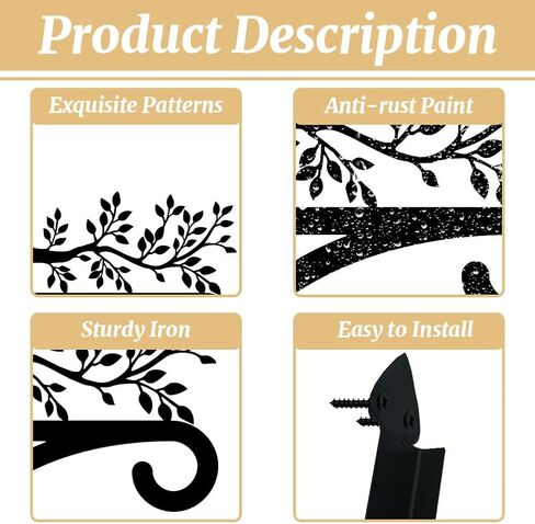 Iron Plant Hangers Hooks for Outdoor Indoor Hanging Plants Fern Pots, Lantern, Bird Feeder, Wind Chimes, 12"x14" Cat Weather Resistant Metal Wall Brackets Holder for Porch, Garden, Home(Cat) in Kuwait