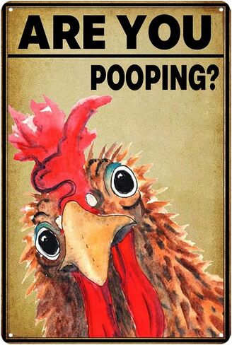 Funny Bathroom Signs Vintage Tin Signs Chicken Decor Are You Pooping Sign Metal Chicken Signs For Home Decor Chicken Toilet Wall Art Humorous Bathroom Signs Funny Restroom Sign 8 X 12 Inch in Saudi Arabia