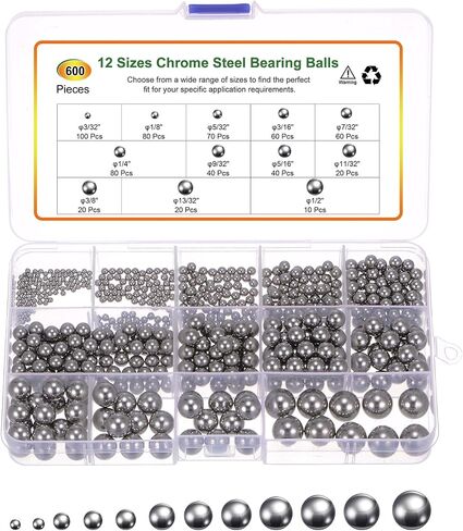 uxcell 600pcs G200 Precision Balls Assortment Kit 3/32"- 1/2" 12 Sizes 304 Stainless Steel Solid Bearing Balls in Saudi Arabia