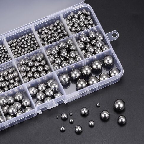 uxcell 600pcs G200 Precision Balls Assortment Kit 3/32"- 1/2" 12 Sizes 304 Stainless Steel Solid Bearing Balls in Saudi Arabia