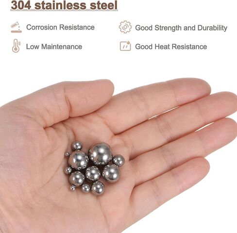 uxcell 600pcs G200 Precision Balls Assortment Kit 3/32"- 1/2" 12 Sizes 304 Stainless Steel Solid Bearing Balls in Saudi Arabia