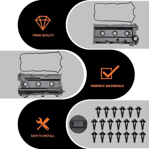 طقم غطاء صمام المحرك متوافق مع Frontier Pathfinder Xterra NV1500 NV2500 NV3500 2005-2019 V6 4.0L 13264EA200 13264EA210 (أغطية الصمامات مع الحشيات، البراغي، غطاء الزيت) in Kuwait