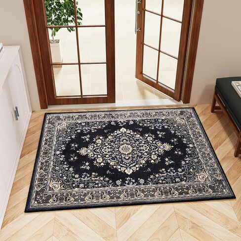 HOMORE Vintage Runner Rug-2x6 Hallway Runners Rugs for Entryway Non Slip Washable Bedroom Rug Faux Wool Floor Carpet Runner for Kitchen Entrance Laundry Living Room Dorm, Brown in Kuwait