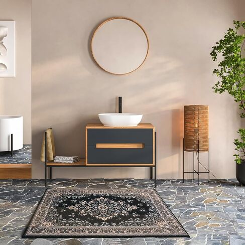 HOMORE Vintage Runner Rug-2x6 Hallway Runners Rugs for Entryway Non Slip Washable Bedroom Rug Faux Wool Floor Carpet Runner for Kitchen Entrance Laundry Living Room Dorm, Brown in Kuwait