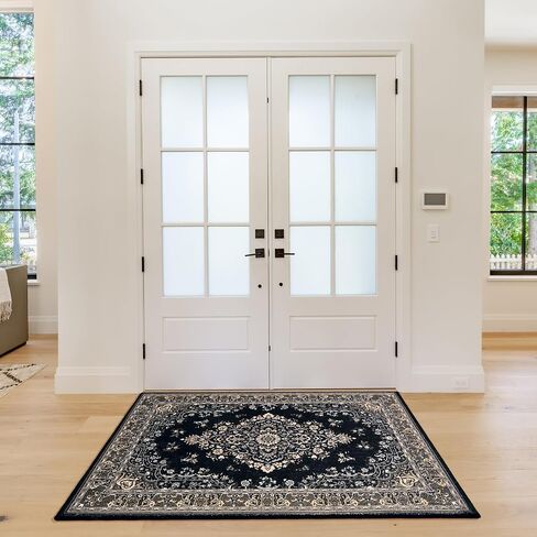 HOMORE Vintage Runner Rug-2x6 Hallway Runners Rugs for Entryway Non Slip Washable Bedroom Rug Faux Wool Floor Carpet Runner for Kitchen Entrance Laundry Living Room Dorm, Brown in Kuwait