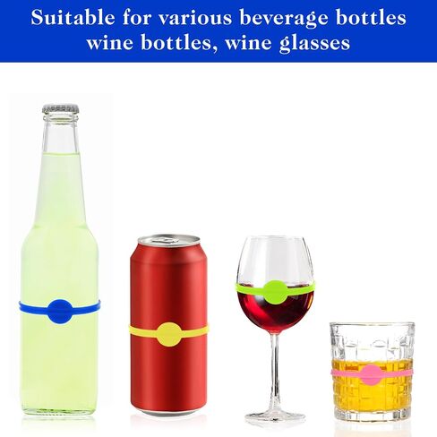 Cup Markers For Drinks 24 Pcs Drink Markers Silicone Wine Cups Stretchable Marker Glass Cup Wine Glass Bottle Strip Tag Marker Drink Identifiers For Party Strip Tag Marker For Beer Bottle Mug Jar in Saudi Arabia