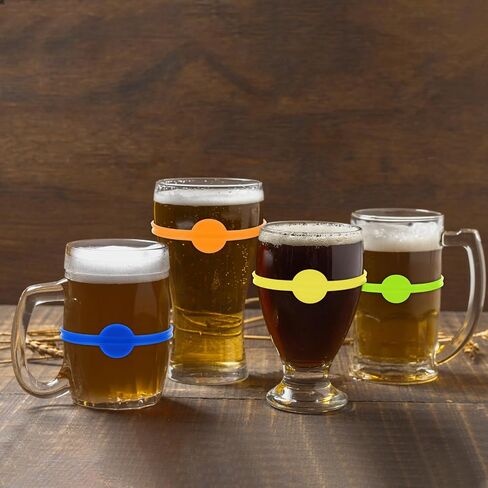Cup Markers For Drinks 24 Pcs Drink Markers Silicone Wine Cups Stretchable Marker Glass Cup Wine Glass Bottle Strip Tag Marker Drink Identifiers For Party Strip Tag Marker For Beer Bottle Mug Jar in Saudi Arabia
