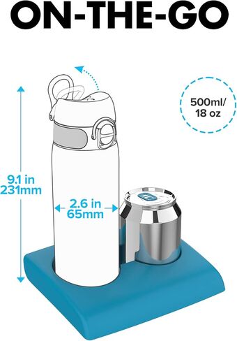 Ion8 Water Bottle, 500 ml/18 oz, Leak Proof, Easy to Open, Secure Lock, Dishwasher Safe, BPA Free, Hygienic Flip Cover, Carry Handle, Easy Clean, Odor Free, Carbon Neutral, Blue, Zebra Fans Design in Kuwait
