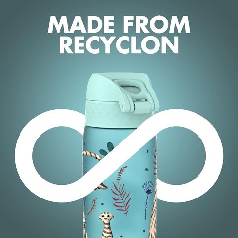 Ion8 Water Bottle, 500 ml/18 oz, Leak Proof, Easy to Open, Secure Lock, Dishwasher Safe, BPA Free, Hygienic Flip Cover, Carry Handle, Easy Clean, Odor Free, Carbon Neutral, Blue, Zebra Fans Design in Kuwait