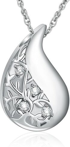 Cremation Jewelry Teardrop Shape Urn Necklaces for Ashes Crystal Ashes Pendant Tree of Life Keepsake Memorial for Jewelry for Women Men in Saudi Arabia