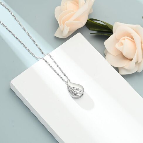 Cremation Jewelry Teardrop Shape Urn Necklaces for Ashes Crystal Ashes Pendant Tree of Life Keepsake Memorial for Jewelry for Women Men in Saudi Arabia