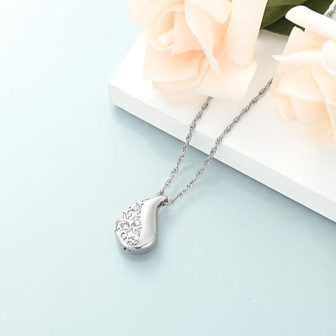 Cremation Jewelry Teardrop Shape Urn Necklaces for Ashes Crystal Ashes Pendant Tree of Life Keepsake Memorial for Jewelry for Women Men in Saudi Arabia