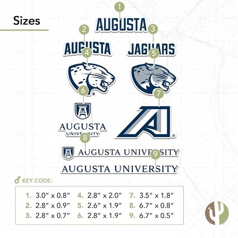 Desert Cactus Augusta University Sticker Jaguars Jags Stickers Vinyl Decals Laptop Water Bottle Car Scrapbook 13.46x10.94 Sheet T2 (Type 2) in Saudi Arabia
