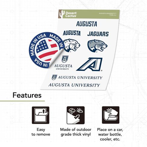 Desert Cactus Augusta University Sticker Jaguars Jags Stickers Vinyl Decals Laptop Water Bottle Car Scrapbook 13.46x10.94 Sheet T2 (Type 2) in Saudi Arabia