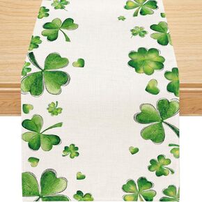 Siilues St Patricks Day Table Runner, St Patricks Day Decorations Shamrock Seasonal Spring Holiday Table Decorations for St. Patrick's Day Party Dining Table Decor (13" x 108")