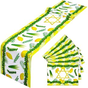 7 Pcs Autumn Table Runner and Placemats Set 13 x 72 Inch Autumn Table Runner 6 12.6 x 16.5 Inch Placemats Pumpkin Flowers Fall Seasonal Holiday Decorations for Home Table Dining Supply