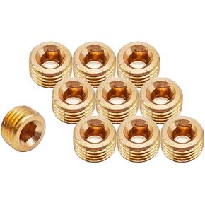 1/4" NPT Male Brass Pipe Plug Fitting,Hex Counter Sunk Plug,Internal Hex Thread Socket Pipe Plug 10 PCS