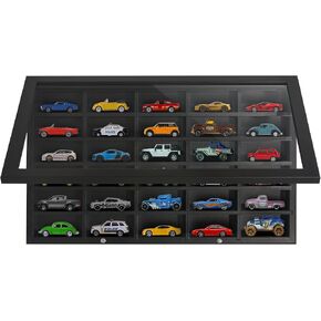 حافظة عرض سيارة لعبة Americanflat مع زجاج مقاوم للكسر - شاشة عرض سيارة لعبة مقاس 11 × 18 تحمل ما يصل إلى 30 سيارة لعبة - مجموعة صورة ظلية - حافظات عرض مثبتة على الحائط للمقتنيات - أسود in Kuwait