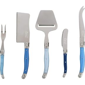 French Home 5-Piece Laguiole Cheese Knives Set with Fork and Slicer – Versatile Charcuterie Board Accessories with Three-Rivet Mist-Colored Handles & Iconic Bee Emblem in Saudi Arabia