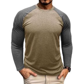 Mens Raglan Long Sleeve T Shirt Color Block Baseball Jersey Muscle Gym Workout Athletic Shirts Casual Tee Top