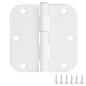 Door Hinges for Interior Doors 9-Pack 3.5-inch x 3.5-inch – Rounded 5/8-inch Radius Steel Door Hinge – Painted White – Fits Standard Doors – Design House 189829