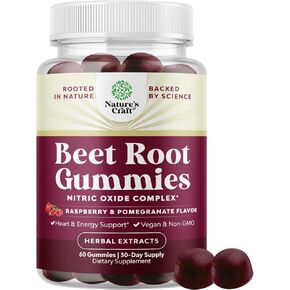 Flow Boosting Beet Root Gummies - Invigorating Beet Gummies for Adults Nitric Oxide Energy & Heart Health Support with Grapeseed Pomegranate & Vitamin B12 - Vegan Non-GMO & Gluten Free (1 Month)