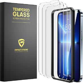 ImpactStrong Shatterproof for iPhone 13 Pro Max/iPhone 14 Plus Tempered Glass Screen Protector [Easy Installation Frame] [Bubble Free] [9H Hardness] Case Friendly, 6.7 Inch - (3-Pack)