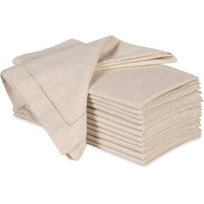 Decorative Cloth dinner Napkins With Hemstitched-Flax Cotton -White color,20x20,Wedding / Cocktails Napkins, Mitered Corners,Machine Washable, Set of12