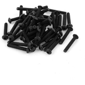 uxcell 50Pcs Black M4 X 25mm Alloy Steel Hex Socket Button Head Machine Screws Bolts