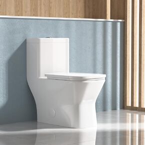 Elongated Standard One Piece Toilet for Bathroom Comfort Height with Powerful Flush in White
