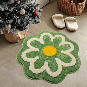 Burnt Orange Bathroom Rugs Flower Bath Mats for Bathroom Floors Non Slip Plush Fluffy Bathmat Extra Soft Absorbent Bath Rugs Washable Flower Rug for Girls Bedroom Cute Bath Mat for Shower Home Decor